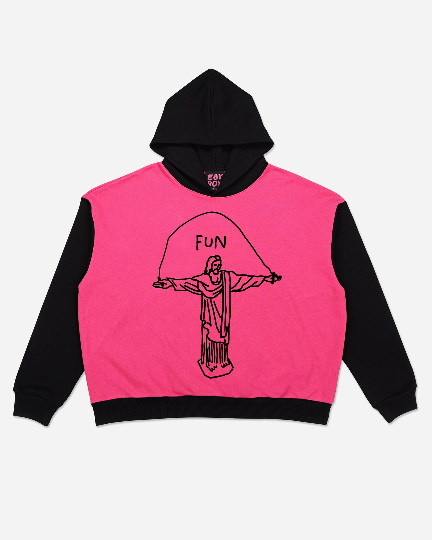 Egyboy T-shirt 500 GSM HEAVYWEIGHT 'PINK/BLACK' HOODIE L / XL