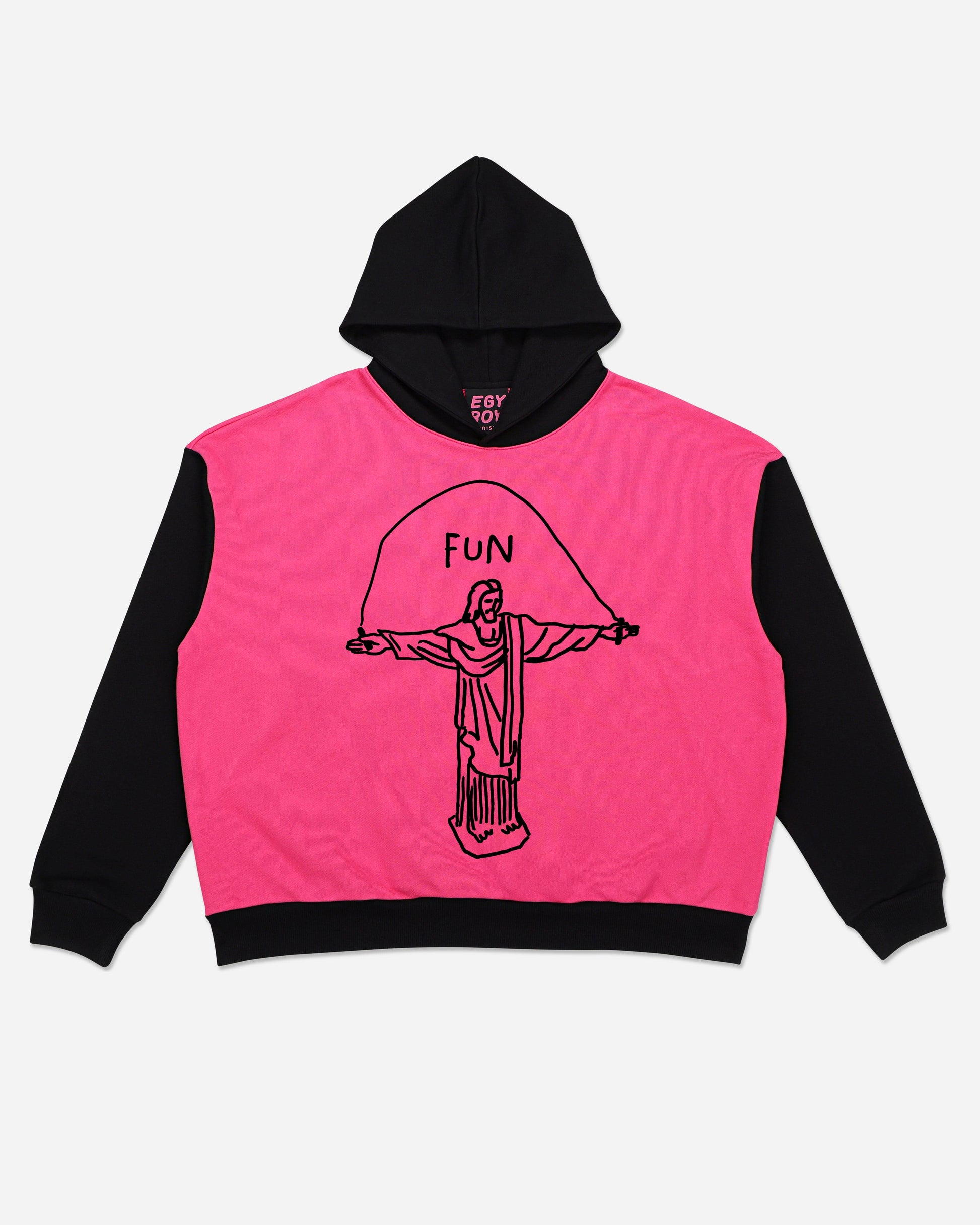 Egyboy T-shirt 500 GSM HEAVYWEIGHT 'PINK/BLACK' HOODIE L / XL