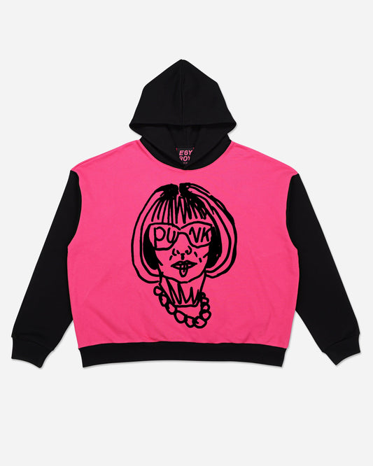 Egyboy T-shirt 500 GSM HEAVYWEIGHT 'PINK/BLACK' HOODIE L / XL