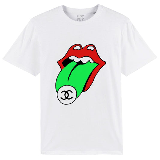 Egyboy T-shirt HOT LIPS - Balti Marškinėliai